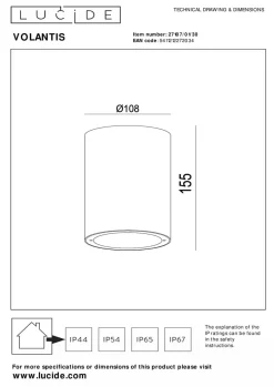 Volantis downlight utendørs IP54 E27 - Svart