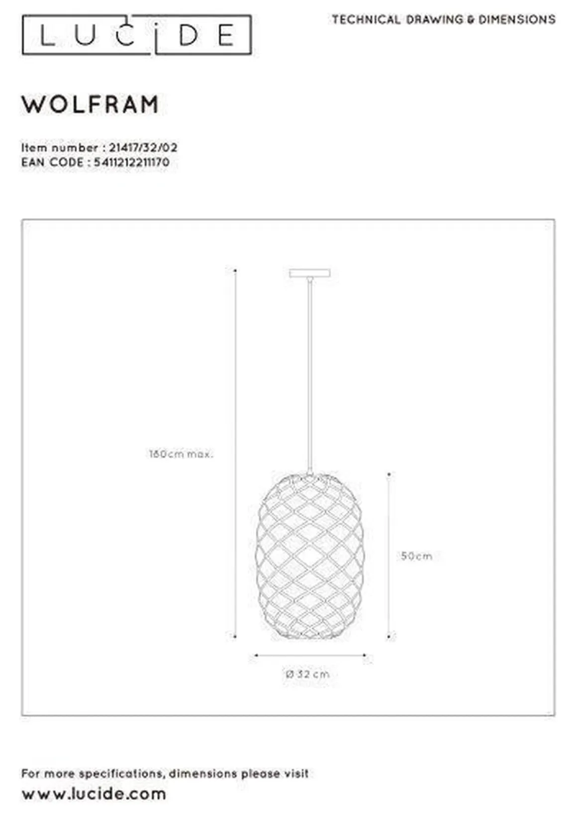 Wolfram takpendel 32 cm
