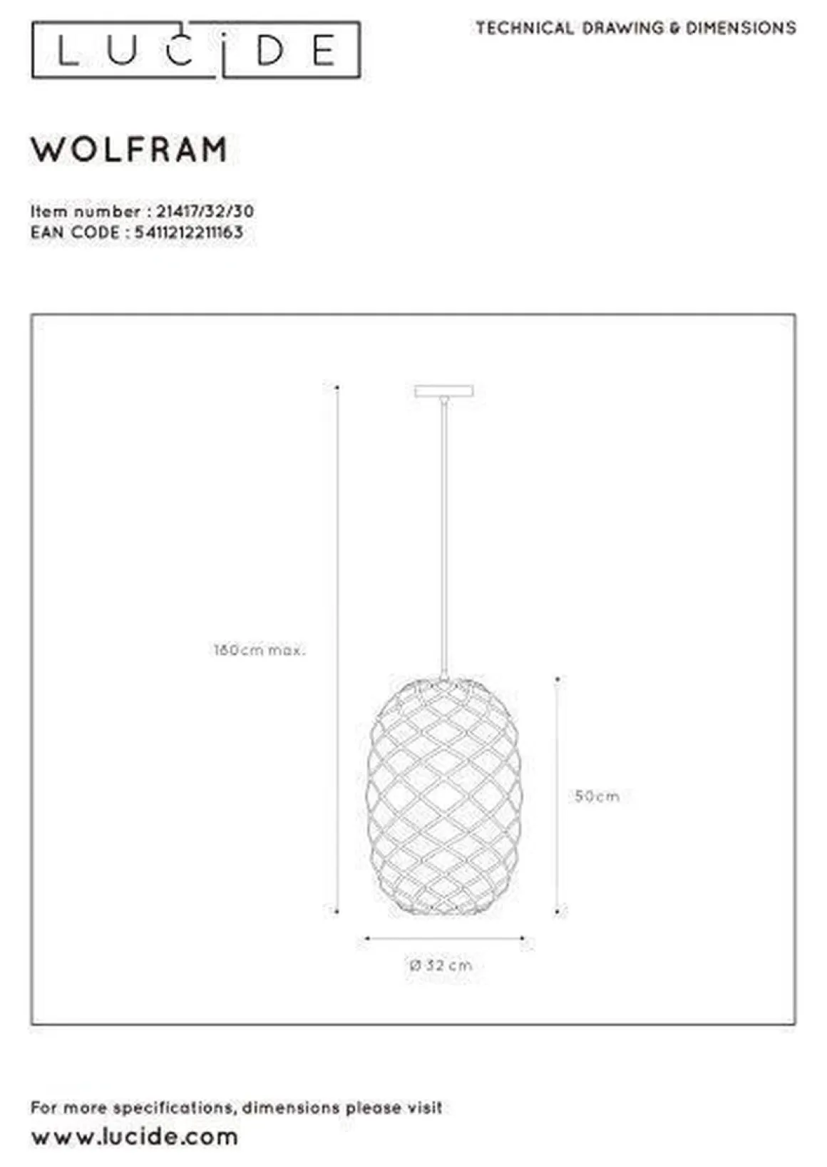 Wolfram takpendel 32 cm